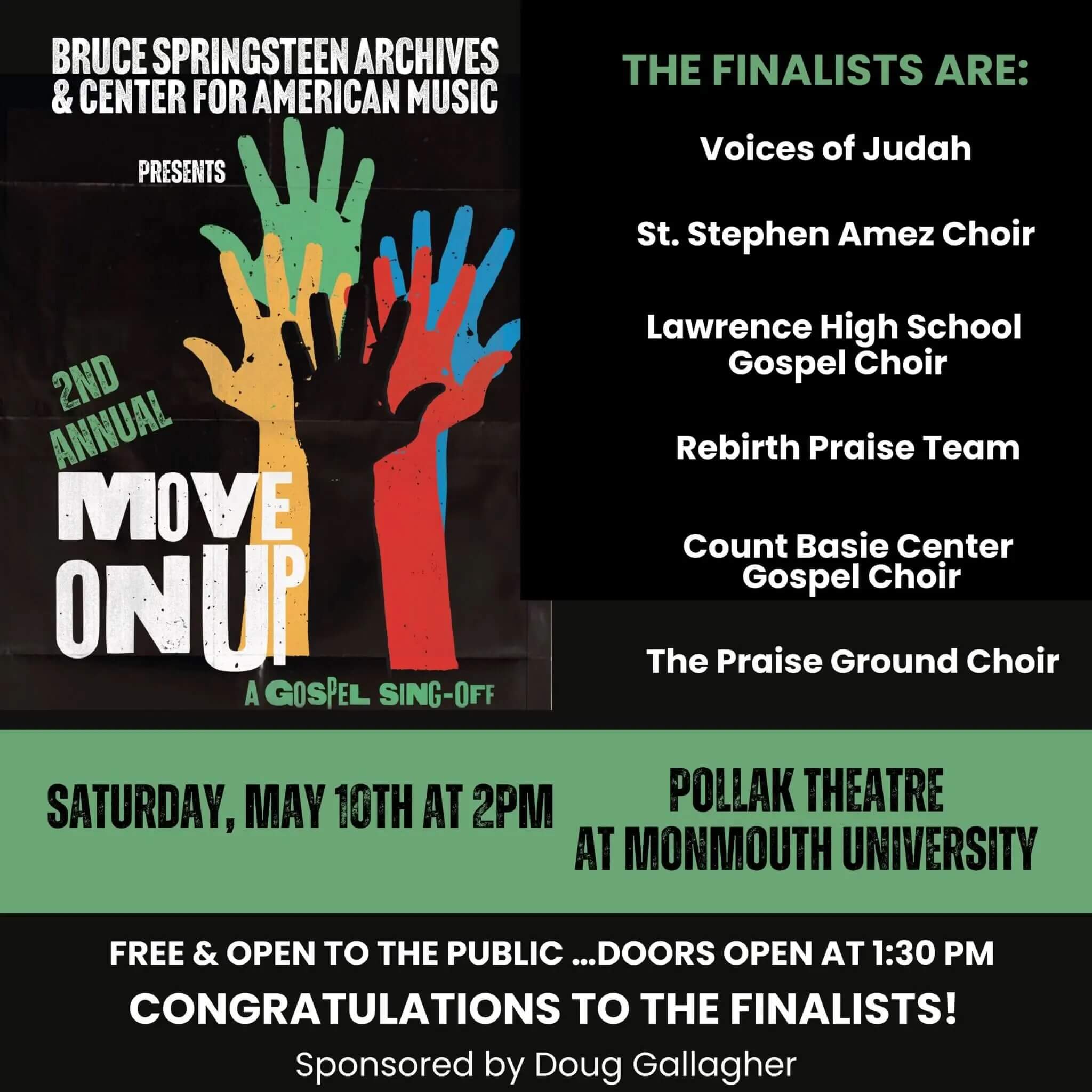Bruce Springsteen Archives & Center for American Music Announces Finalists for the 2nd Annual Move On Up! Gospel Sing-Off & Celebration (graphic)
