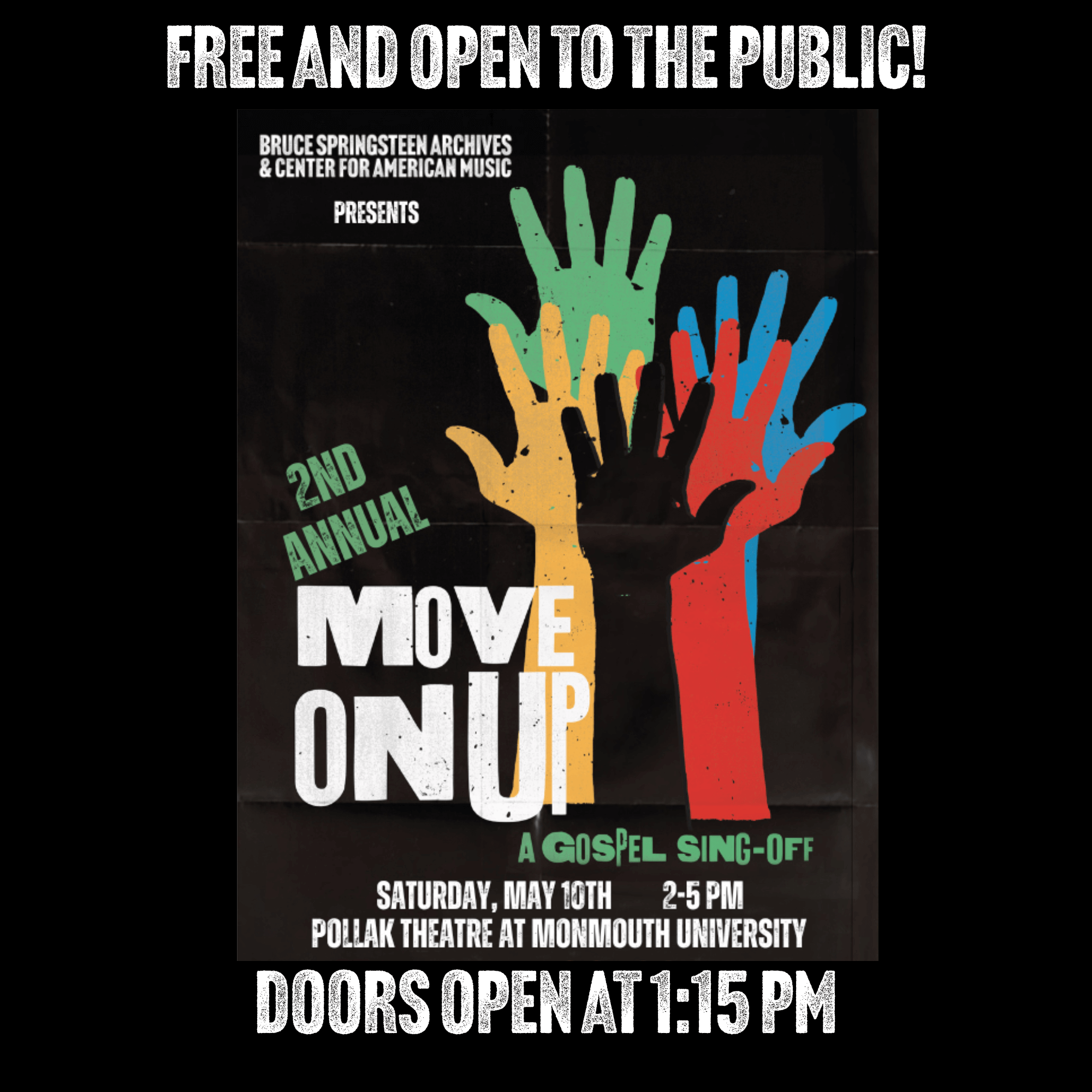 2nd annual Move on Up Gospel Sing Off graphic with date and time for the event