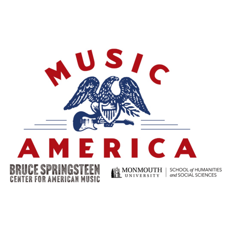 Music America logo: a blue eagle holding a guitar, Bruce Springsteen Center for American Music
