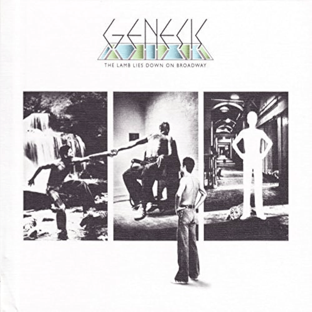 Album cover for the Genesis studio album The Lamb Lies Down on Broadway.