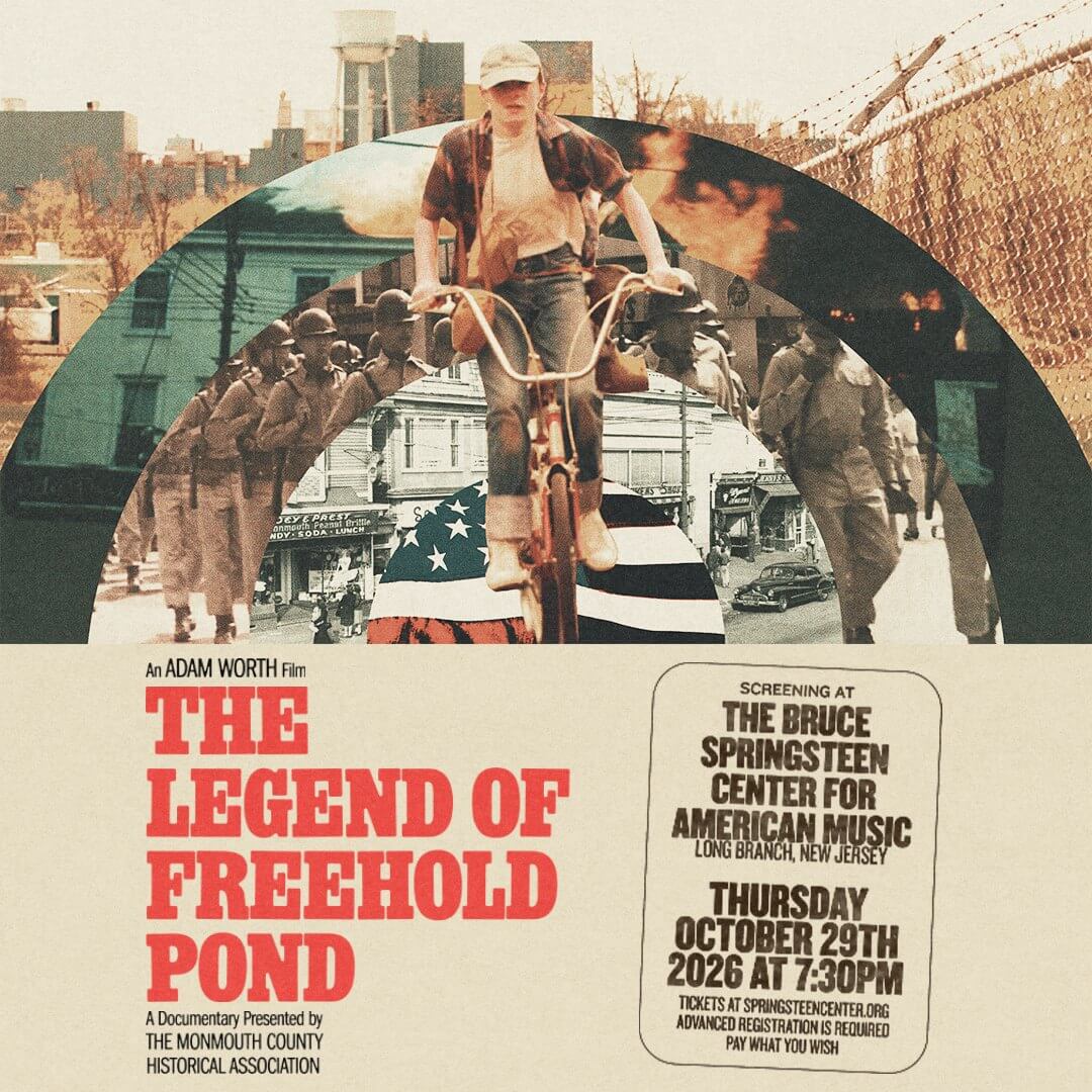 The Legend of Freehold Pond flyer: an Adam Worth documentary presented by the Monmouth County Historical Association, Thursday, October 29, 2026, 7:30 PM. Pay what you wish.